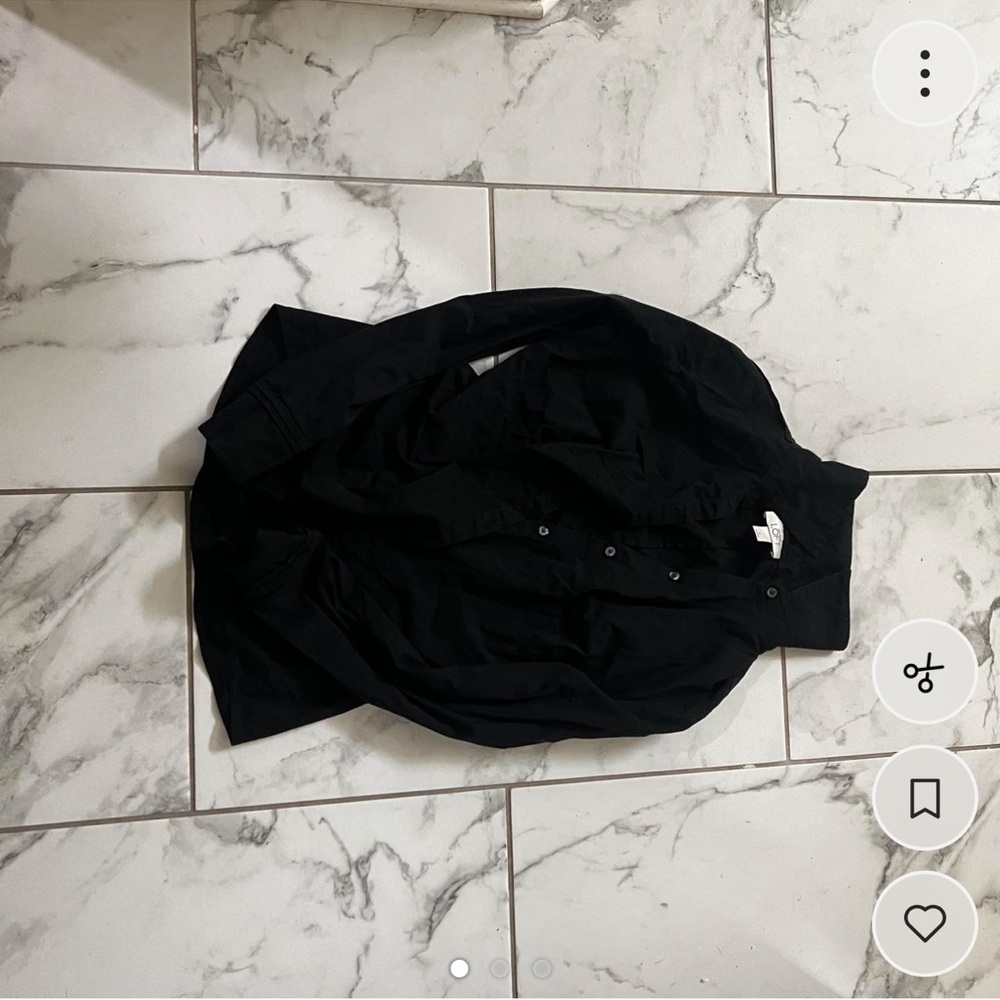 LOFT Black Button-Up Blouse